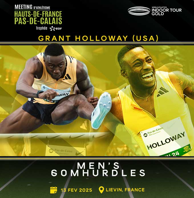 Le meilleur hurdler du monde, Grant Holloway revient à Liévin !