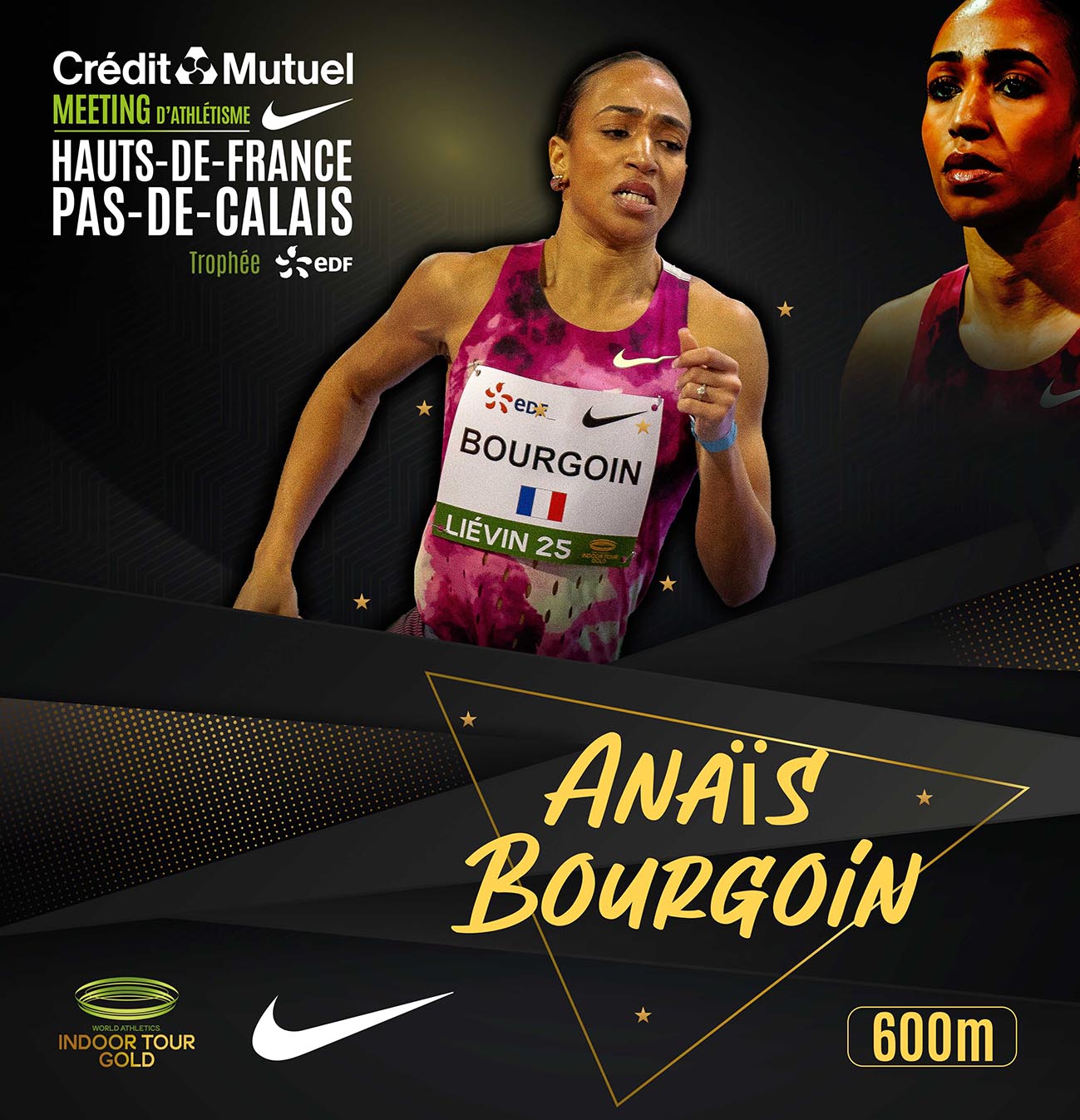 La meilleure tricolore du 800m, Anaïs BOURGOIN, s'alignera sur 600m