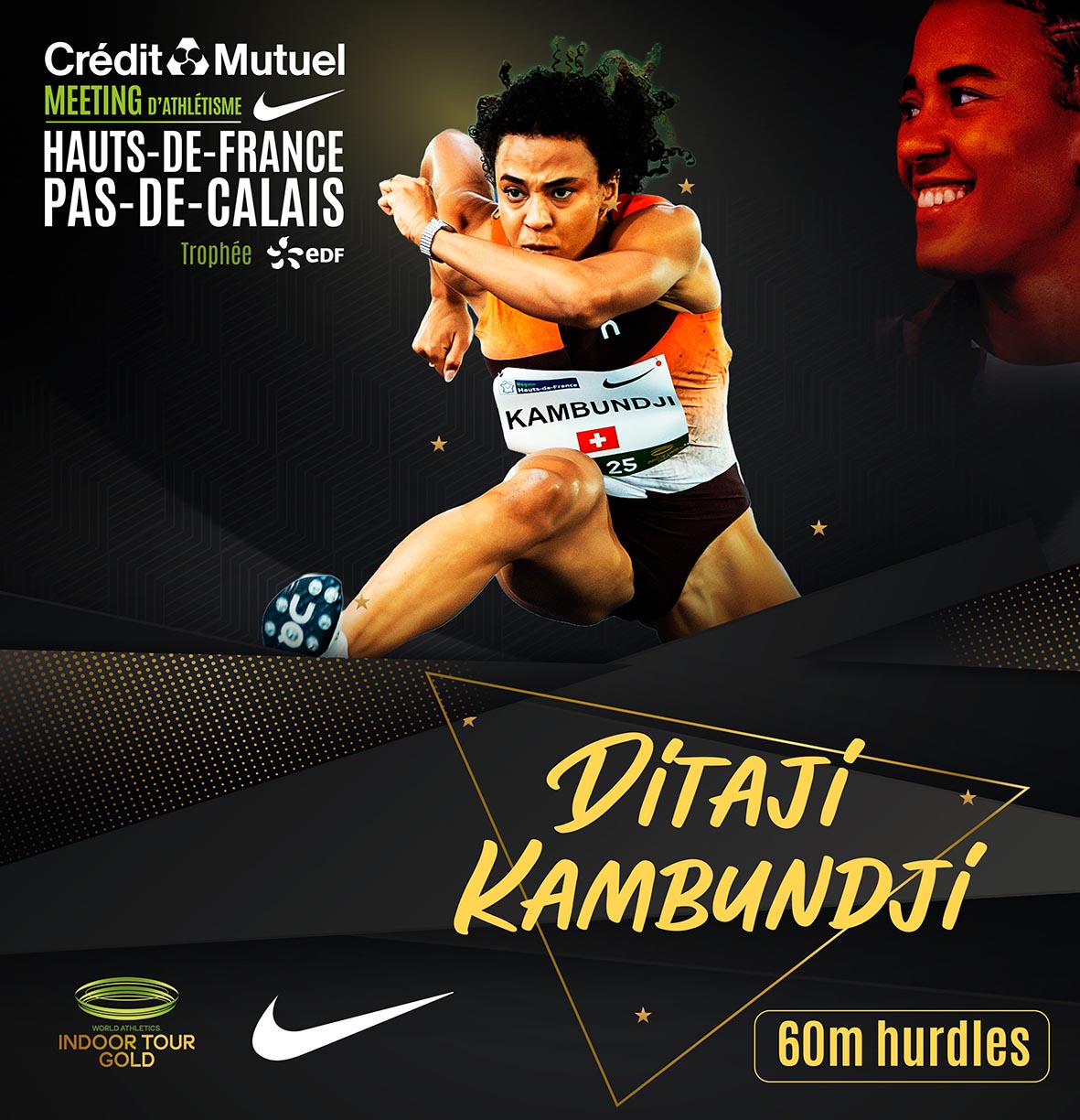 La recordwoman Européenne du 60m haies, Ditaji KAMBUNDJI de retour à Liévin !