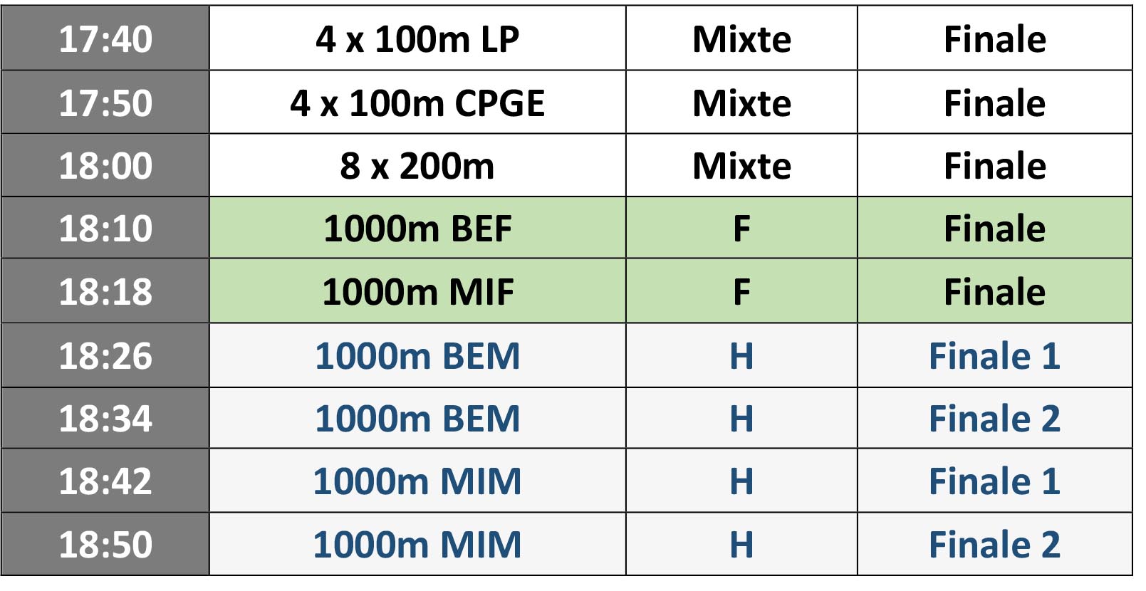 HORAIRES AVANT PROG2026
